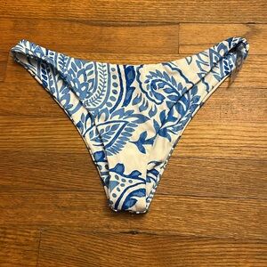 Blue and White Bathing suit bottoms size large never worn